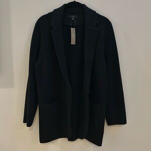 Black tags on j crew sweater blazer